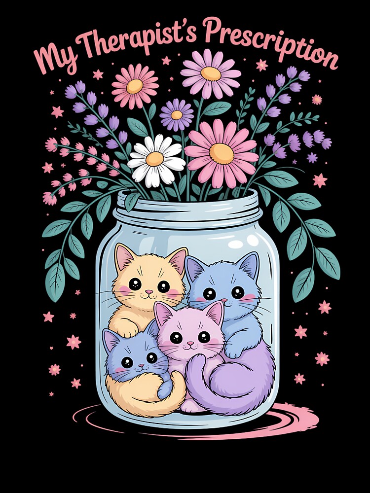 Cat Therapy Therapist’s Prescription Mental Health Humor by saresublete T-Shirts, Hoodie, Sweatshirt (Image 3)