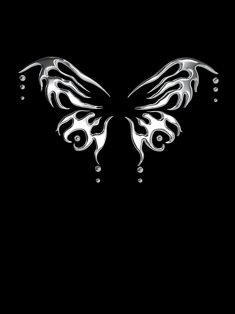 Y2K Chrome Butterfly, Metallic Aesthetic by Soli14e T-Shirts, Hoodie, Sweatshirt | BlankRebels.com (Image 3)