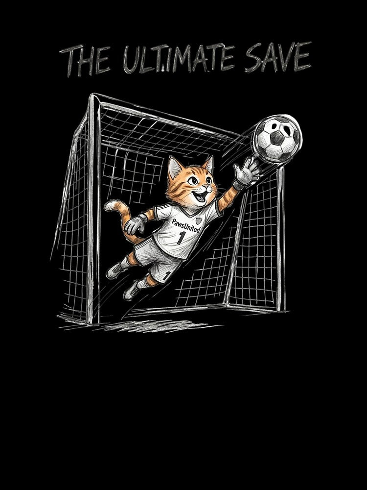 The Ultimate Save Cute Cat Goalkeeper Soccer Illustration by TaiwanMemory