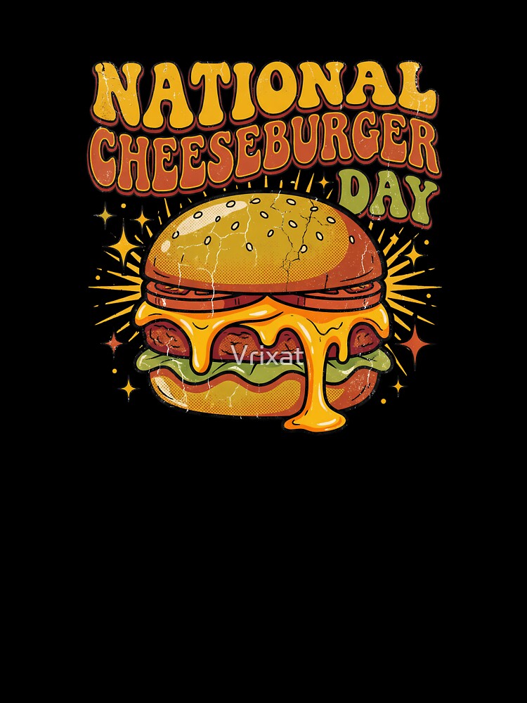 Retro Cheeseburger T-Shirt – National Cheeseburger Day by Vrixat