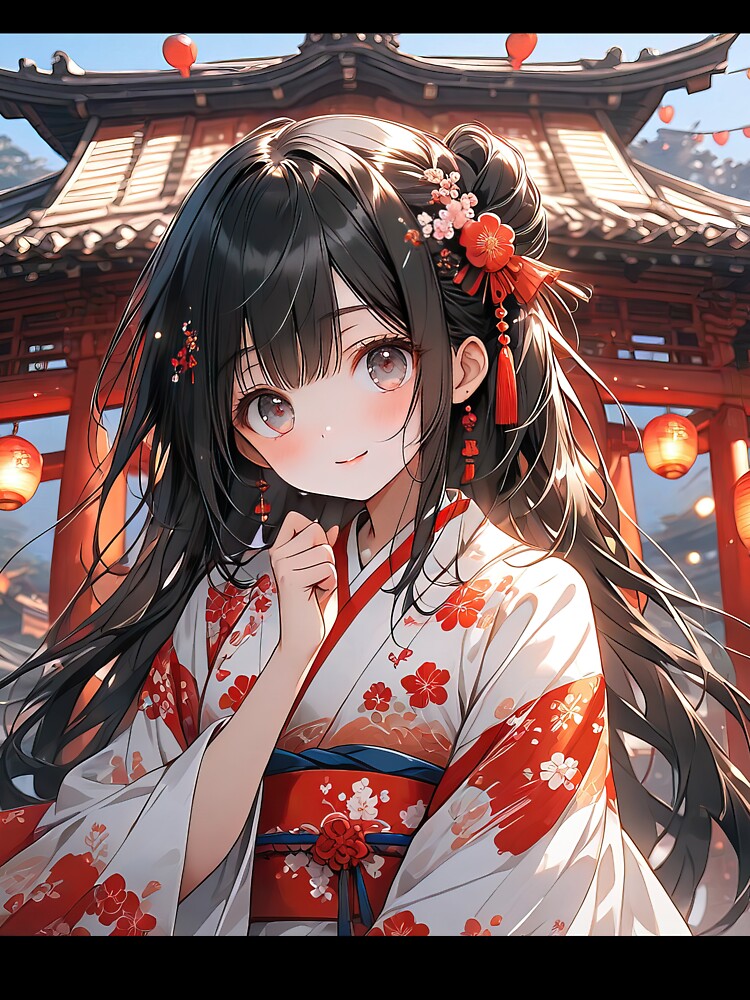 Anime girl in kimono in Chinese temples art by TheArtistOf2022 T-Shirts, Hoodie, Sweatshirt | BlankRebels.com (Image 3)