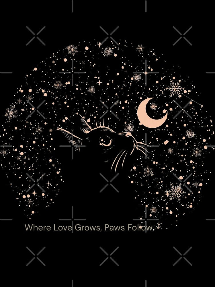 Where Love Grows, Paws Follow – Aesthetic Cat Moon Night Art Design by Cheapdrips T-Shirts, Hoodie, Sweatshirt (Image 3)