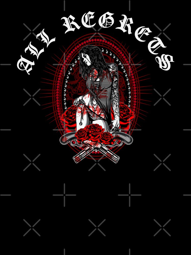 All Regrets Blood Red Rose And Gun Gothic Tattoo Girl by darknessjeff86 T-Shirts, Hoodie, Sweatshirt (Image 3)