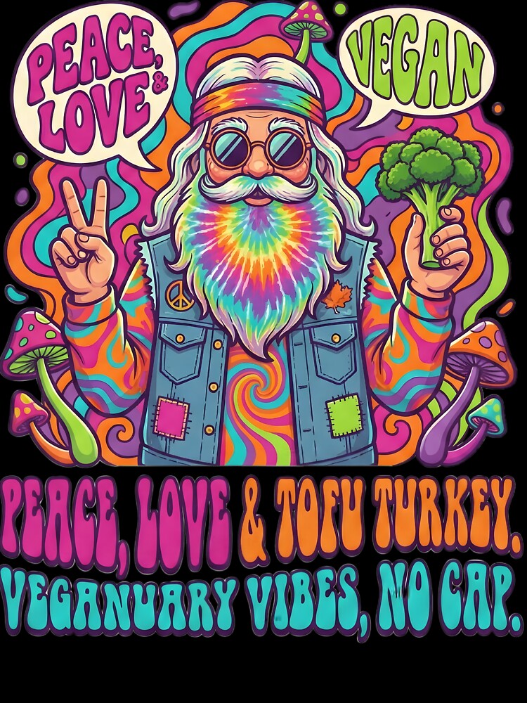 Psychedelic Vegan Peace Love Veganuary by AnnDesignStudio T-Shirts, Hoodie, Sweatshirt | BlankRebels.com (Image 3)