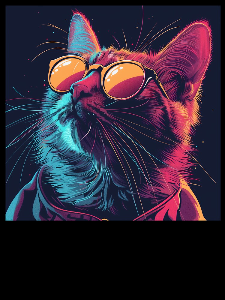 Portrait Stately Cat Vaporwave T-Shirts, Hoodie, Sweatshirt