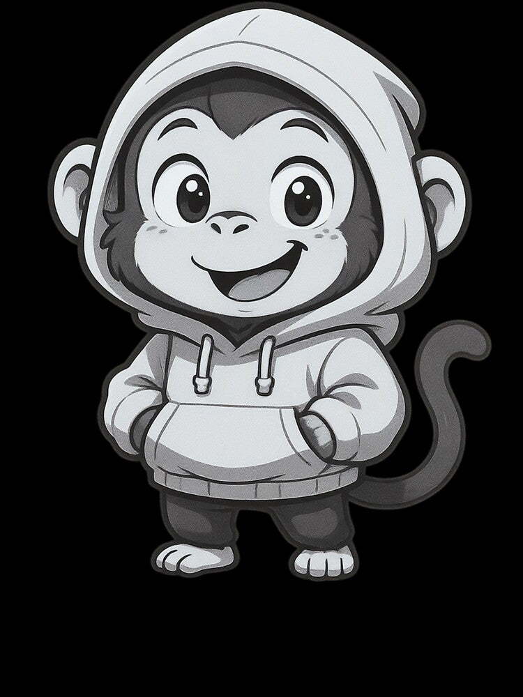 Goofy Kawaii Monkey in Hoodie | Funny Chibi Monkey Cartoon by ColorSplash123 T-Shirts, Sweatshirt | BlankRebels.com (Image 3)