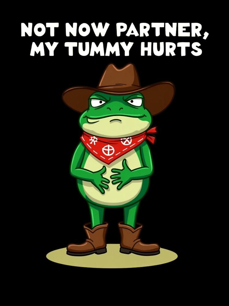 Funny Cowboy Frog Meme - Not Now Partner My Tummy Hurts by haitrieuic96 T-Shirts, Hoodie, Sweatshirt (Image 3)