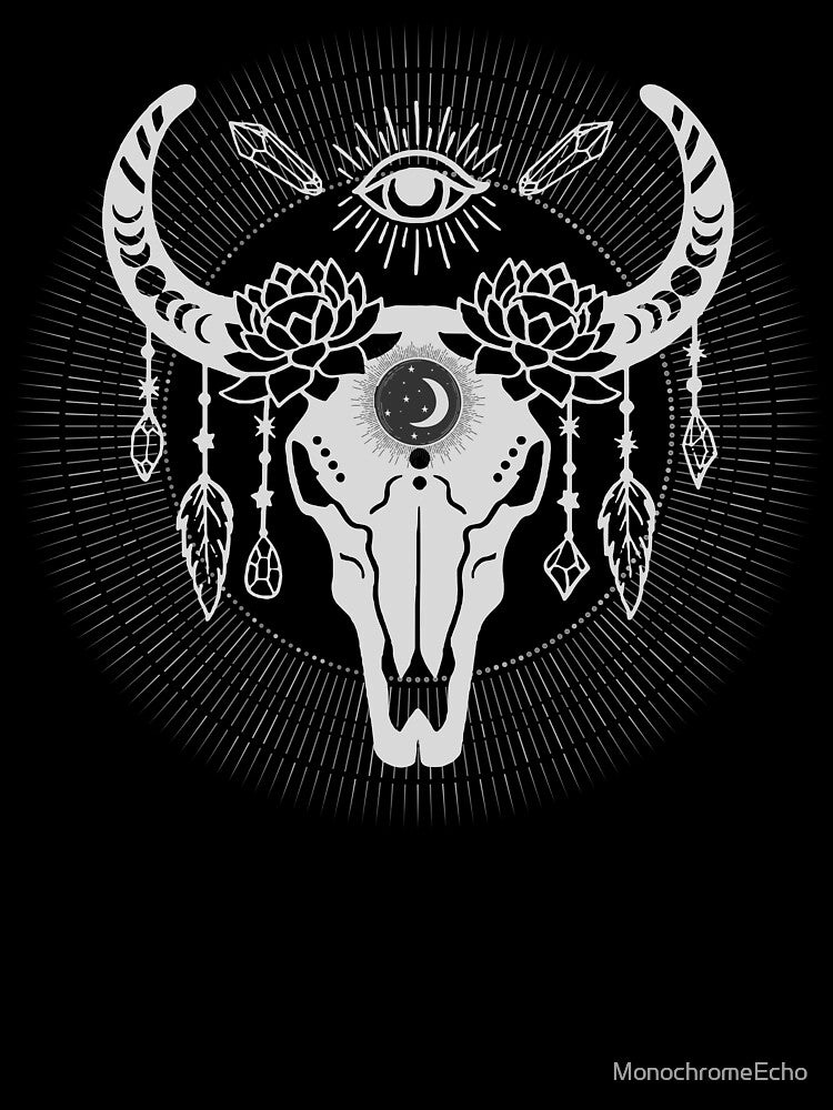 Monochrome Horned animal skull by MonochromeEcho T-Shirts, Hoodie, Sweatshirt | BlankRebels.com (Image 3)