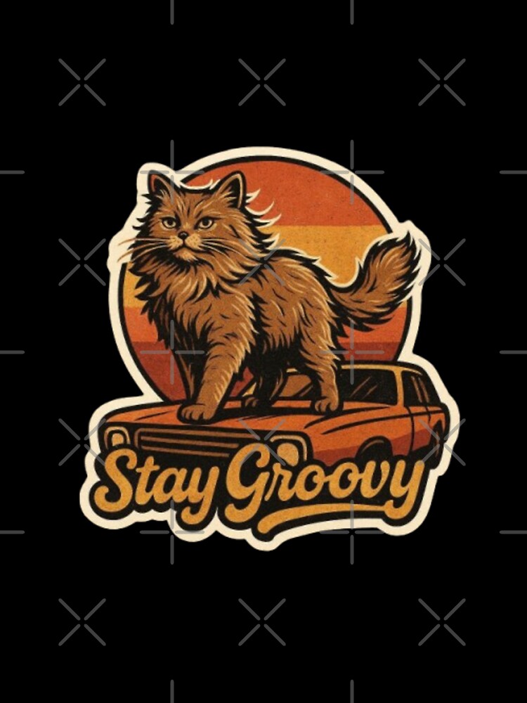 Stay Groovy – Funny Cute Cat Lover Gift | Cat & Kitty Humor Design for Pet Owners by Typologystudios T-Shirts,... (Image 3)