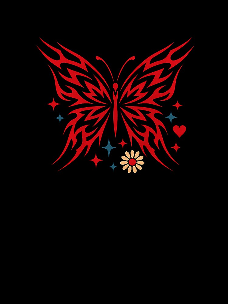 Tribal Red Butterfly Shirt – Bold Flame Wing Design by JonelCrafts Hoodie, Sweatshirt | BlankRebels.com (Image 3)