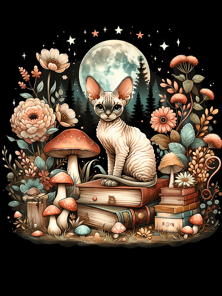Cute Mushroom Cottagecore Aesthetic Devon Rex Cat For by PatriciaKelsey T-Shirts, Hoodie, Sweatshirt (Image 3)