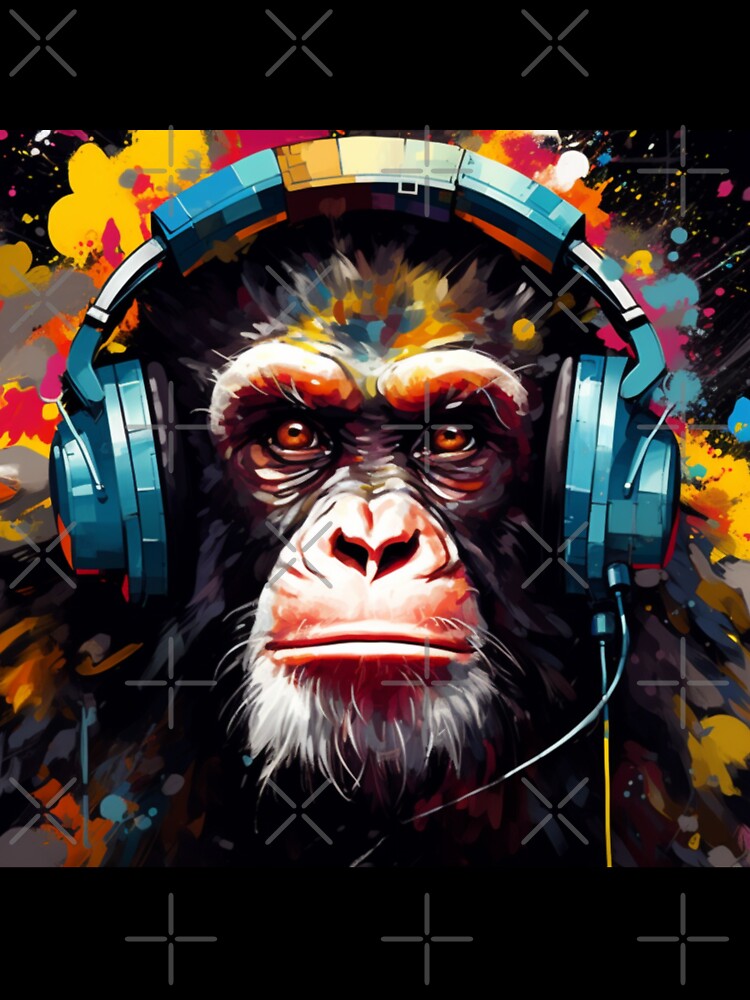 DJ Monkey Thinker with Headphones by GrinGalore T-Shirts, Hoodie, Sweatshirt | BlankRebels.com (Image 3)