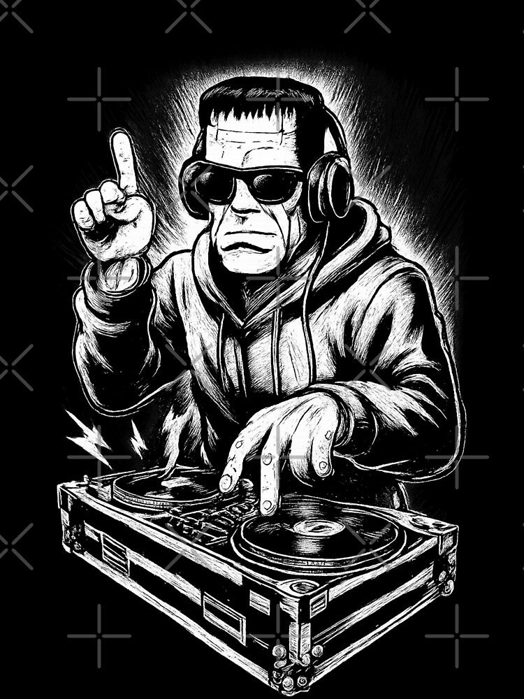 DJ Frankenstein Dropping Monster Beats by Iceberg Comic Book Lounge T-Shirts, Hoodie, Sweatshirt | BlankRebels.com (Image 3)