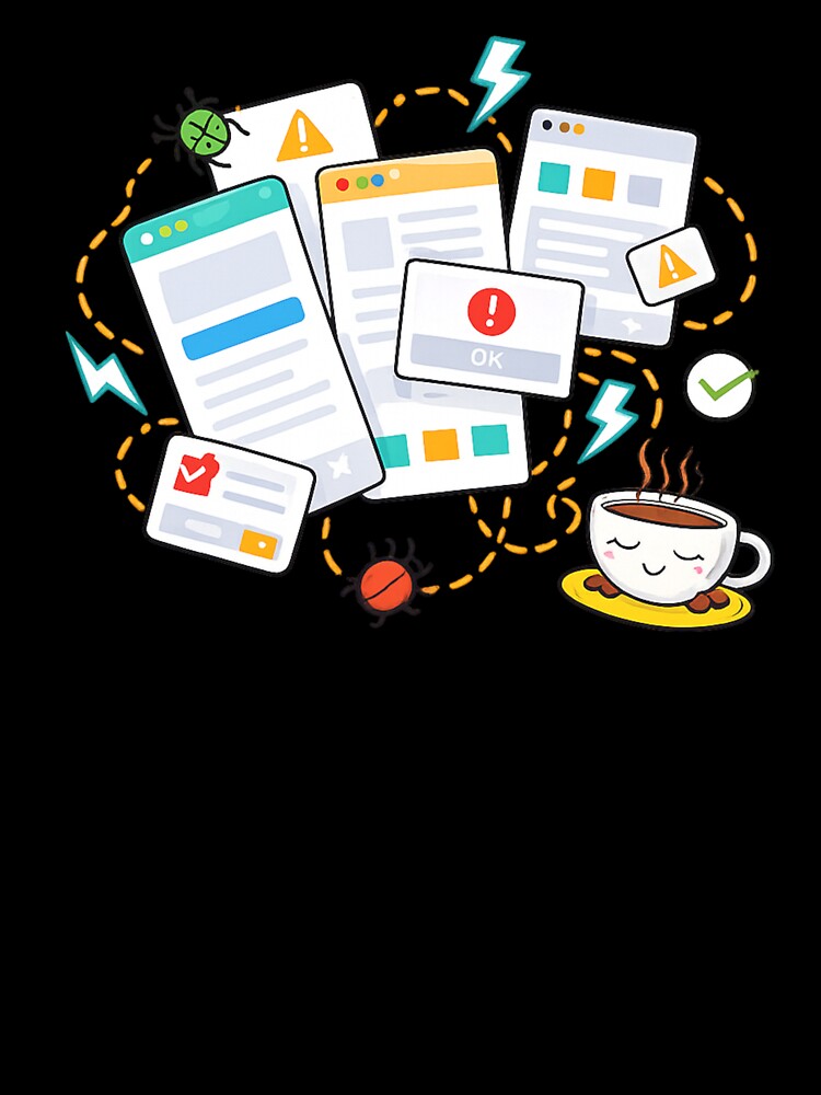 Mobile App Chaos Scene – Funny Developer Illustration for Coffee Lovers by Vasil Dimitrov T-Shirts, Hoodie,... (Image 3)