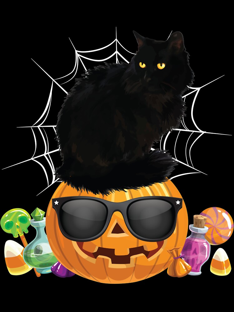 Black Cat Halloween Pumpkin Jack O Lantern Sweat by LaThresRice T-Shirts, Hoodie, Sweatshirt | BlankRebels.com (Image 3)