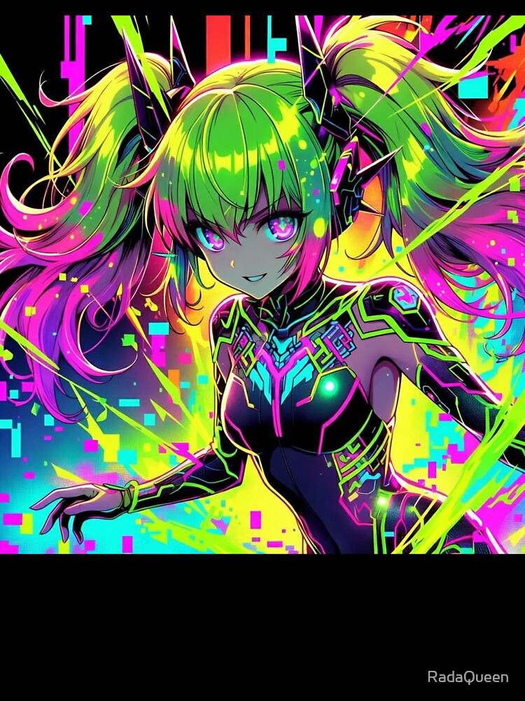 Cyber Drive: Neon Smile & Rainbow Glitch by RadaQueen