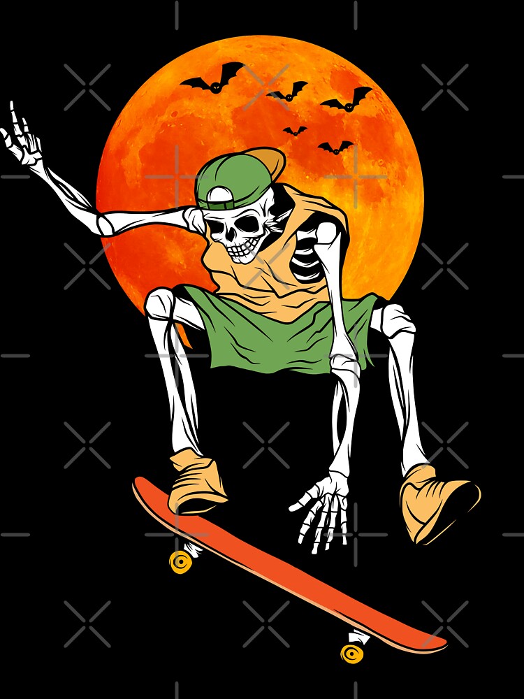 Skeleton Skateboard Full Moon Halloween Costume by TheWildStyle T-Shirts, Hoodie, Sweatshirt | BlankRebels.com (Image 3)