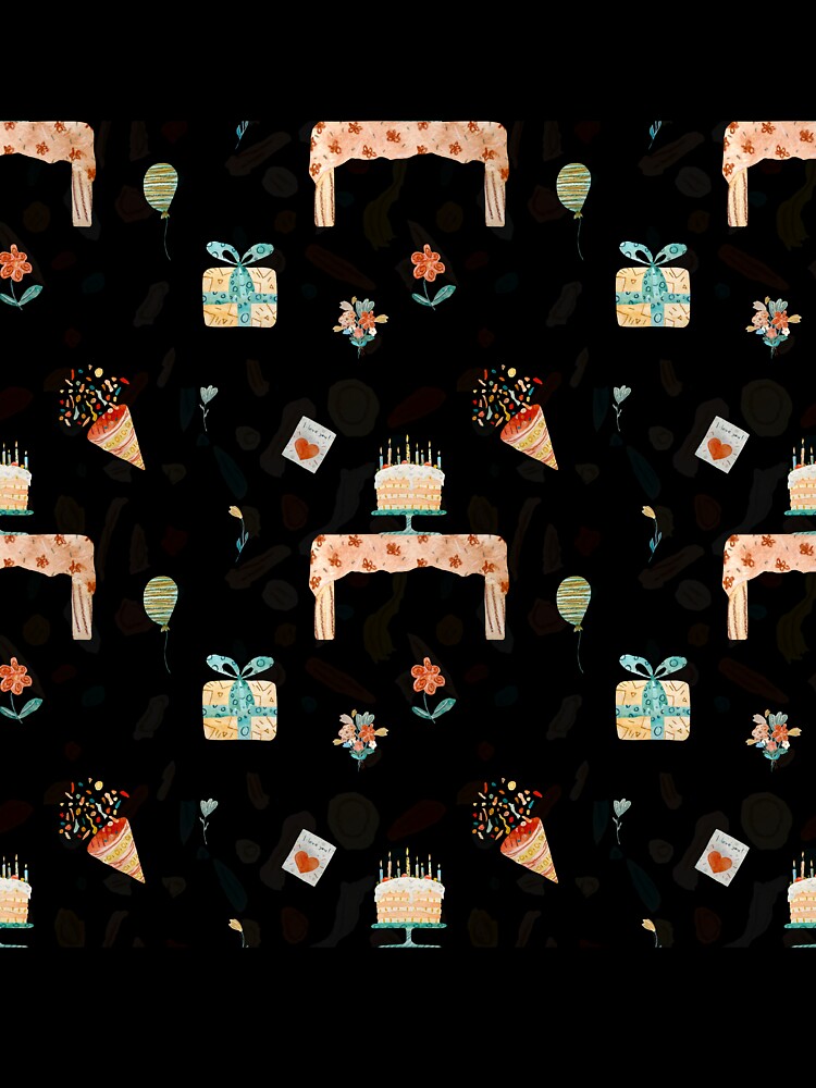 Happy birthday table balloon pattern a watercolor red by Yana Mustafina | Boho Soulful Designs T-Shirts,... (Image 3)