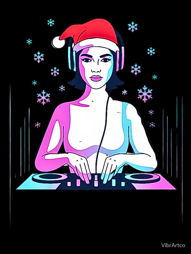 Christmas DJ Woman Neon by VibrArtco T-Shirts, Hoodie, Sweatshirt | BlankRebels.com (Image 3)
