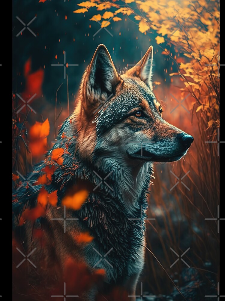 Lone wolf in rainy autumn forest by RK - Shop T-Shirts, Hoodie, Sweatshirt | BlankRebels.com (Image 3)
