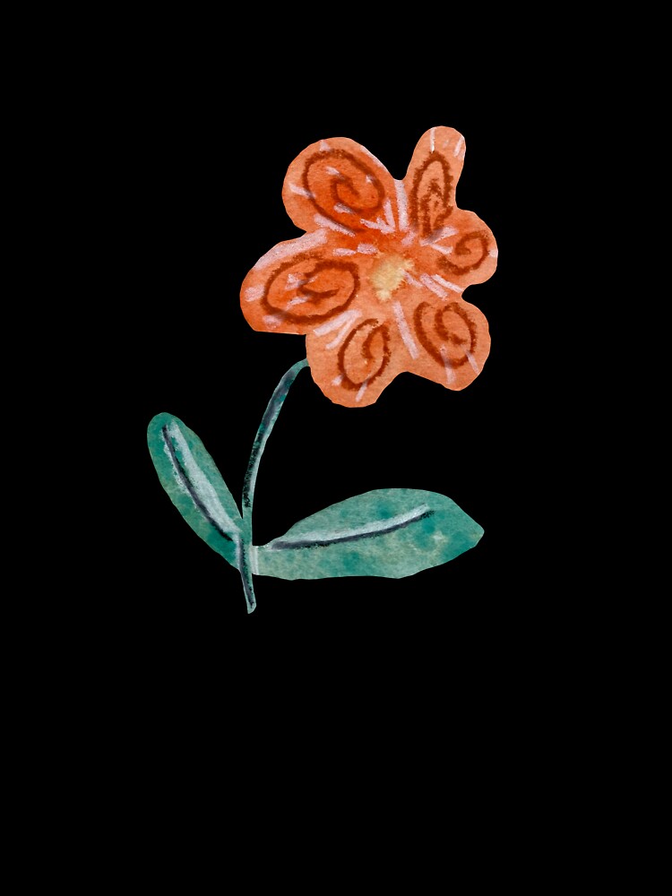 Flower red blue textured a watercolor sketch black by Yana Mustafina | Boho Soulful Designs
