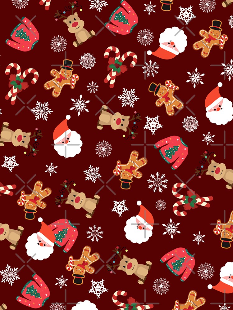 Red Christmas with Santa wallpaper by Eunoia-ikigai T-Shirts, Hoodie, Sweatshirt | BlankRebels.com (Image 3)