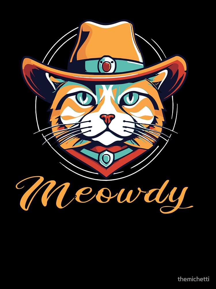 Meowdy Cat Meme | Texan Cowboy Cat Meowdy | Retro colored Western Cowboy Gifts for Dad | Meowdy Cat Face by... (Image 3)