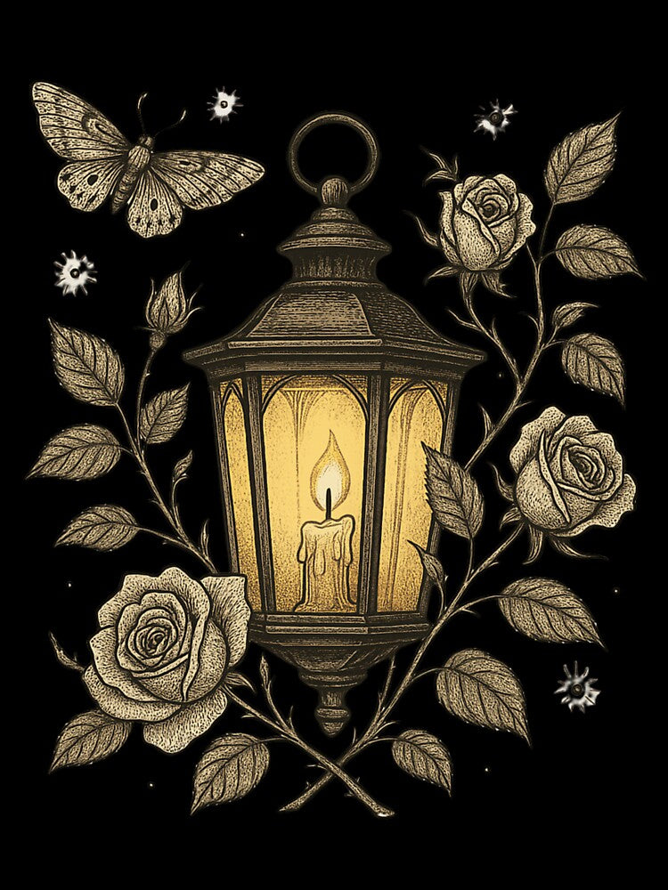 Gothic Lantern with Candle and Roses – Vintage Night Light by Mouraludia T-Shirts, Hoodie, Sweatshirt (Image 3)