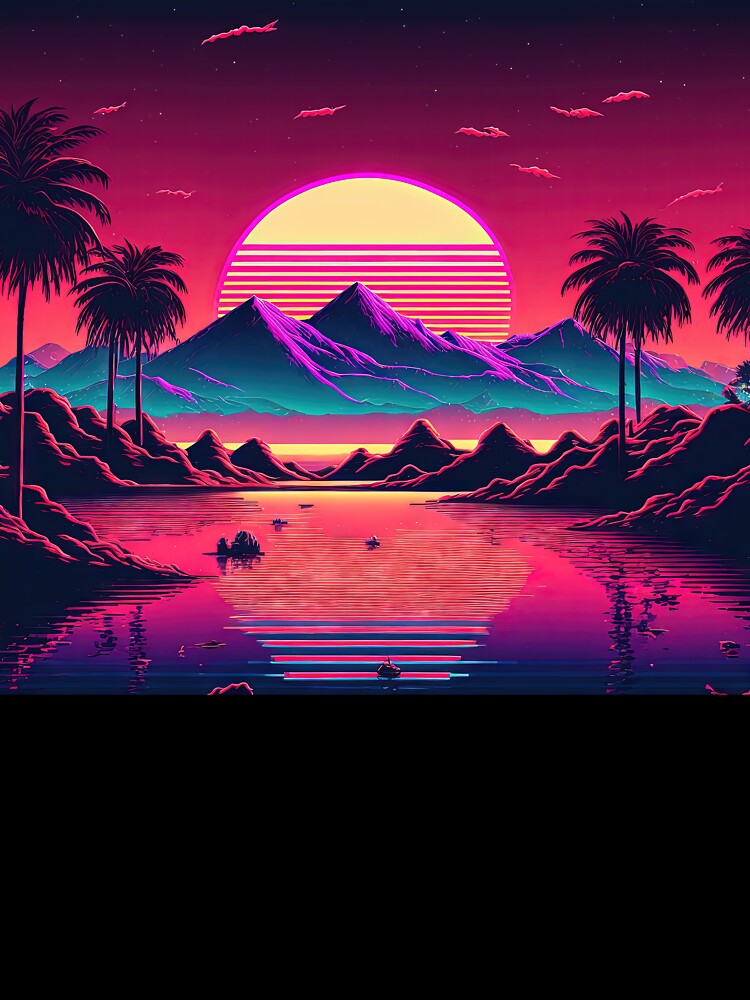 Electric Sunset Symphony: A Synthwave Ode to Nature's Beauty by Mullet Monkey T-Shirts, Hoodie, Sweatshirt (Image 3)