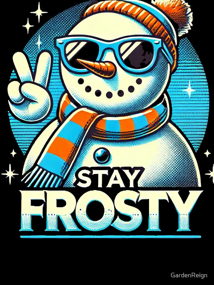 Stay Frosty! Retro Snowman Peace Sign Holiday T-Shirt Design by GardenReign Hoodie, Sweatshirt | BlankRebels.com (Image 3)