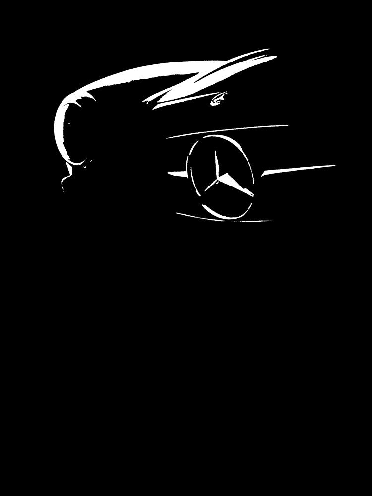 Vintage Mercedes-Benz Grille Silhouette - Minimalist Black & White Car Art Print by alex-yars
