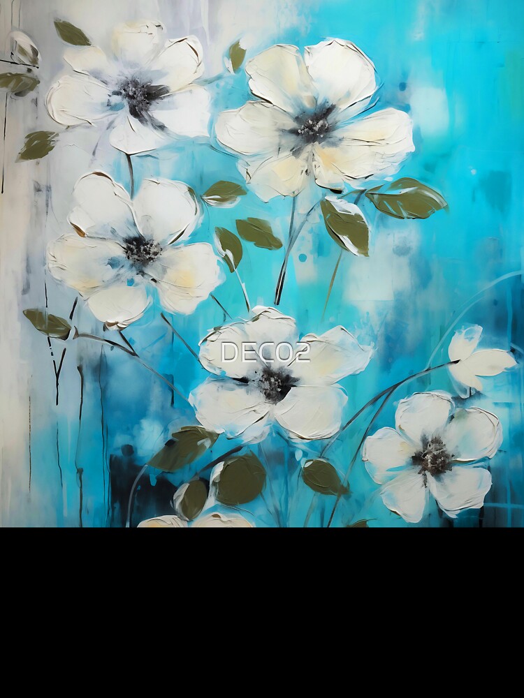 Grunge White Flowers On Sky Blue Digital Art by DEC02 T-Shirts, Hoodie, Sweatshirt | BlankRebels.com (Image 3)