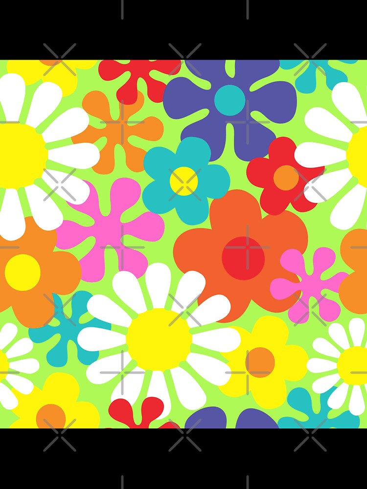 Retro Hippie Flowers Groovy Floral Pattern by HotHibiscus