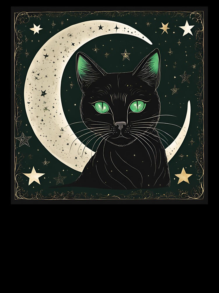 Green Eyes Black Cat Moon Stars by SeaStarAlex T-Shirts, Hoodie, Sweatshirt | BlankRebels.com (Image 3)
