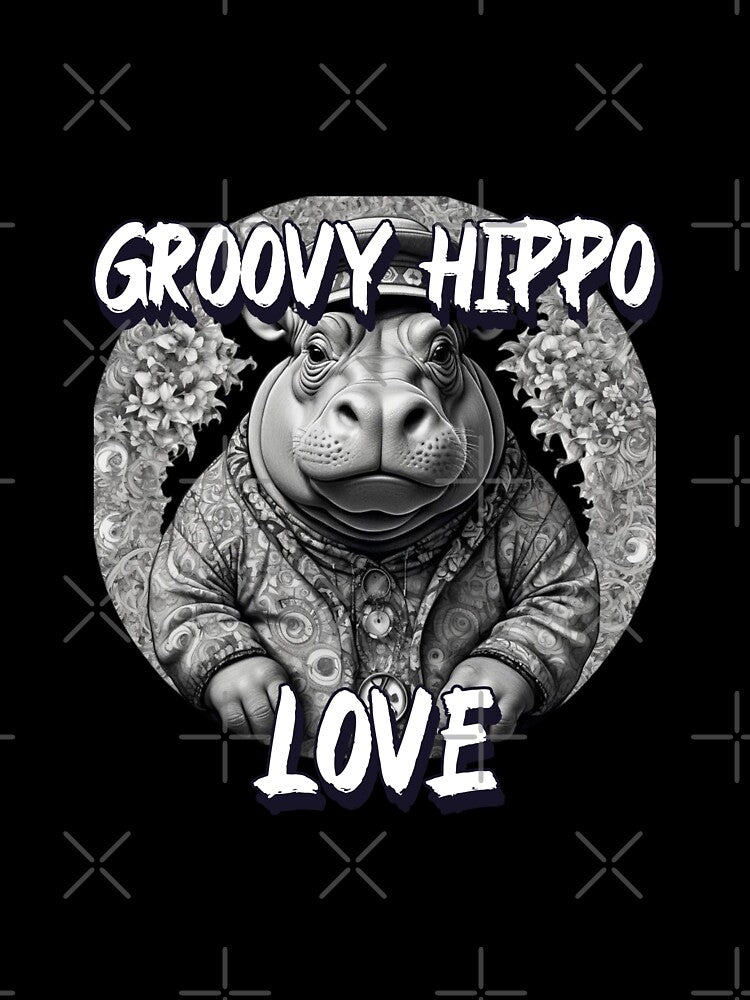 Hippie Hippo in pen and ink by EmeraldCauldren