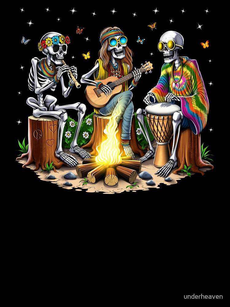 Hippie Skeletons Camping by underheaven T-Shirts, Hoodie, Sweatshirt | BlankRebels.com (Image 3)