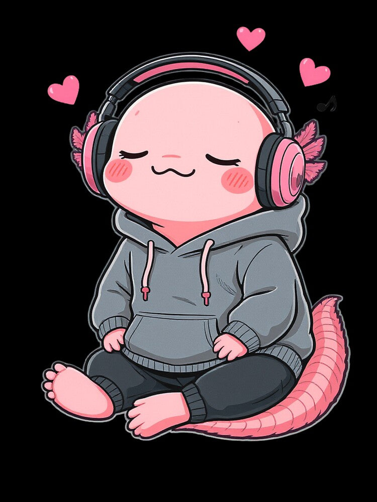 Love Music Axolotl – Lo-Fi Romance Chill Illustration by ColorSplash123 T-Shirts, Hoodie, Sweatshirt (Image 3)