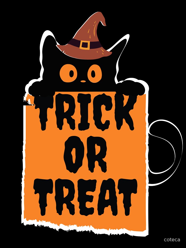 black cat T-shirt, black halloween T-shirt, halloween cat T-shirt, cat T-shirt by coteca