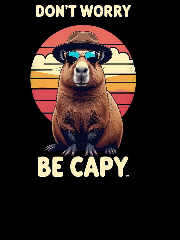 Don't Worry Be Capy – Funny Chill Capybara Retro Sunset Design by harry mac T-Shirts, Hoodie, Sweatshirt (Image 3)