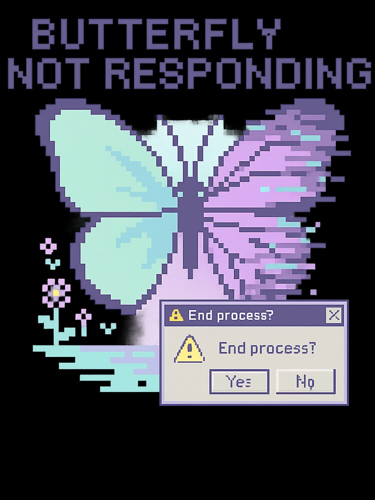 Butterfly Not Responding | Glitched Pastel Y2K Tee by Laugh & Rewind