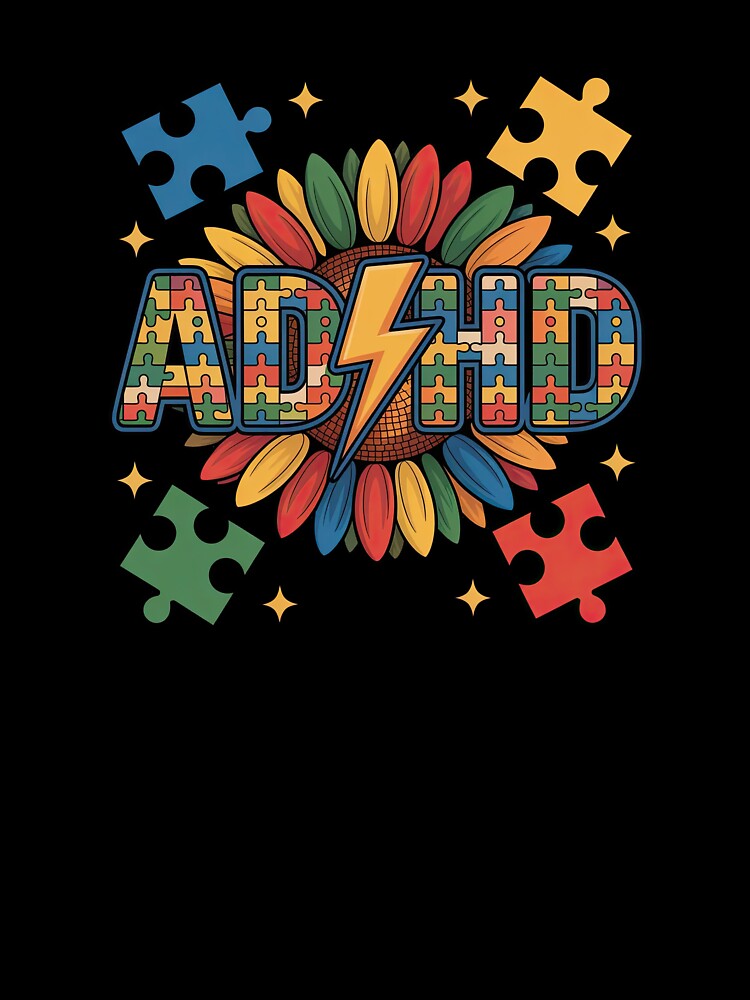 Colorful Floral ADHD Design – Neurodiversity Puzzle Piece Sticker by Suzy Perez Art T-Shirts, Hoodie, Sweatshirt (Image 3)