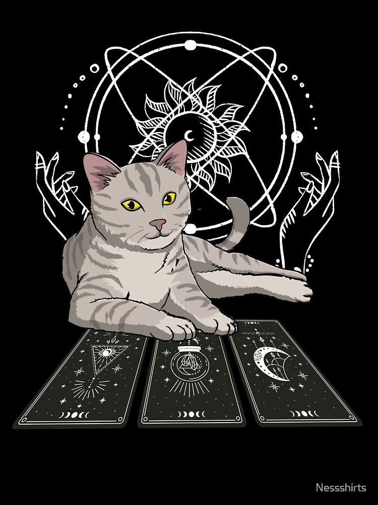 Cat Tarot Card Reader Awesome Tarot Cards Reading Cartomancy by Nessshirts T-Shirts, Hoodie, Sweatshirt (Image 3)