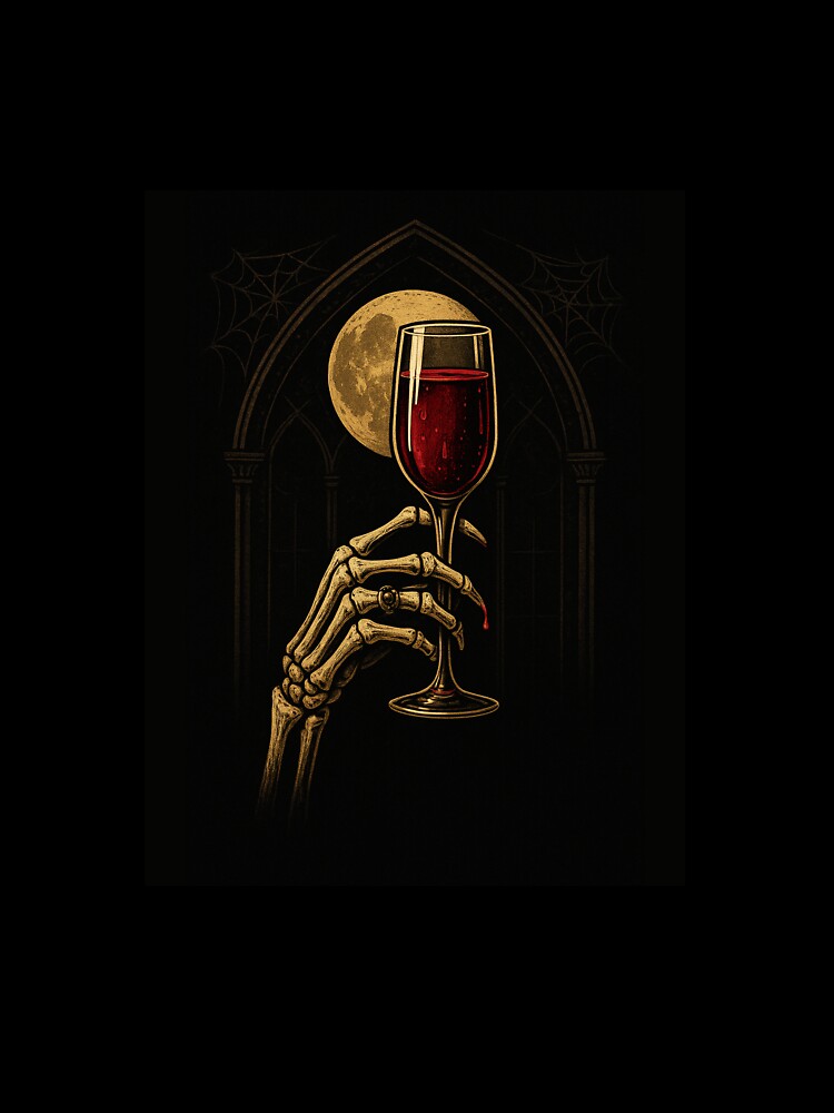 Gothic Skeleton Hand Champagne Glass – Luxury Halloween Dark Aesthetic Design by Kavya17 T-Shirts, Hoodie,... (Image 3)