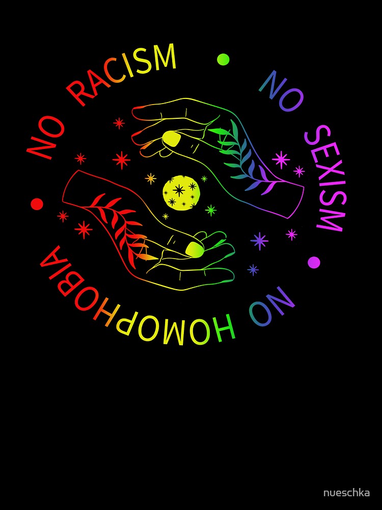 Magic Hands Moon Pentagram Symbol - No Racism, No Sexism, No Homophobia by nueschka