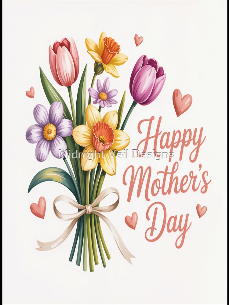 Happy Mother's Day Spring Tulip & Daffodil Bouquet by Midnight Veil Designs T-Shirts, Hoodie, Sweatshirt (Image 3)