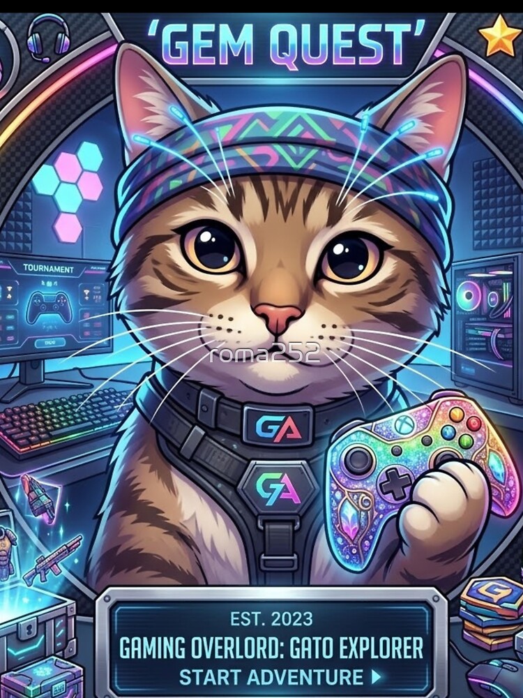 Cute Gamer Cat Playing Soccer Game by roma252