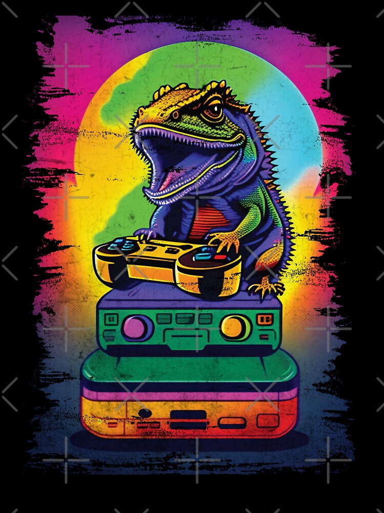 Bearded Dragon Playing Video Games Retro Reptiles Lover by Trendy Valley T-Shirts, Hoodie, Sweatshirt (Image 3)