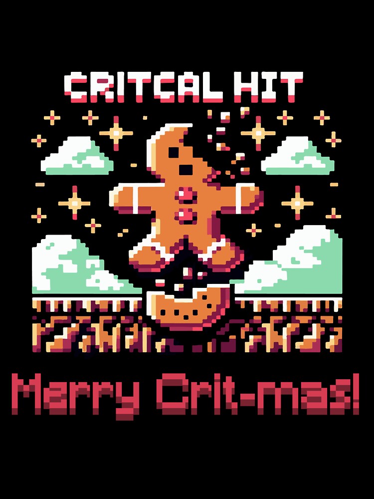 Funny Gamer Christmas 8-bit Gingerbread Crit Hit Retro Style by lcorri T-Shirts, Hoodie, Sweatshirt (Image 3)