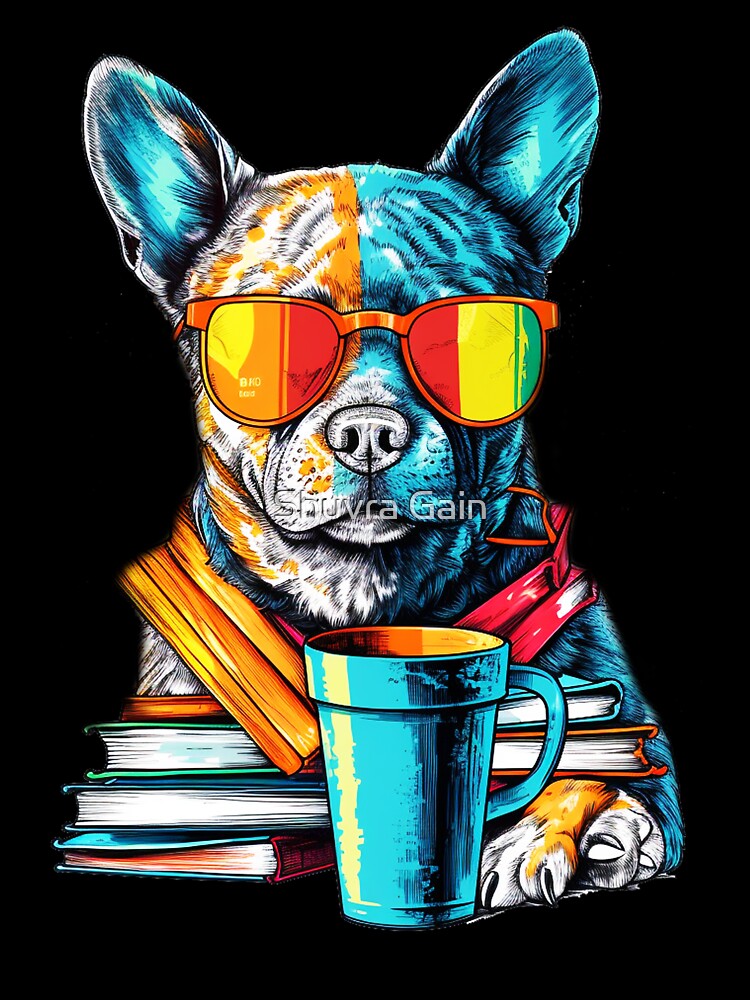 Books and coffee and dogs and social justice Art Illustration by Shuvra Gain T-Shirts, Hoodie, Sweatshirt (Image 3)