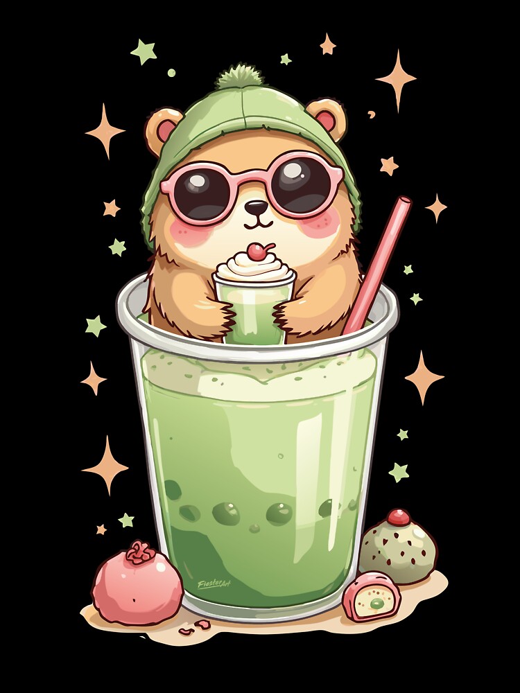 Kawaii Bear in Matcha Bubble Tea Cup by FiesterArt T-Shirts, Hoodie, Sweatshirt | BlankRebels.com (Image 3)